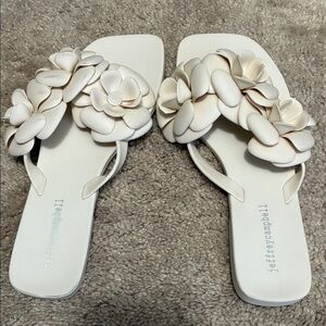 Jeffrey Campbell Cream Floral Slide Sandals